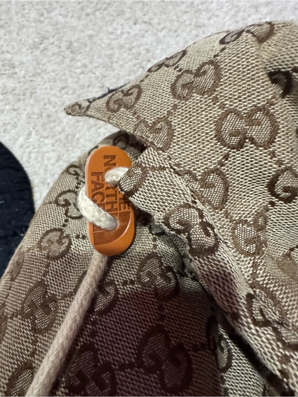 Gucci Brown Monogram Puffer Jacket with Orange Lining - Picture 4 of 5